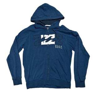 Billabong Vintage Y2K Navy Blue Full-Zip Fleece Hoodie
